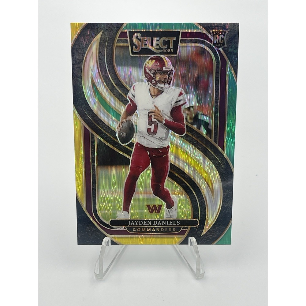 2024 Panini Select Jayden Daniels #112 Premier Level‎ Yellow & Green Prizm Shock